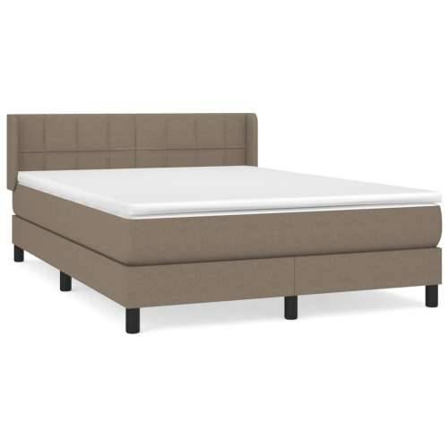 Krevet s oprugama i madracem smeđesivi 140 x 190 cm od tkanine - Sivo-smeđa 140 x 190 cm Blok s kvadratima Cijena