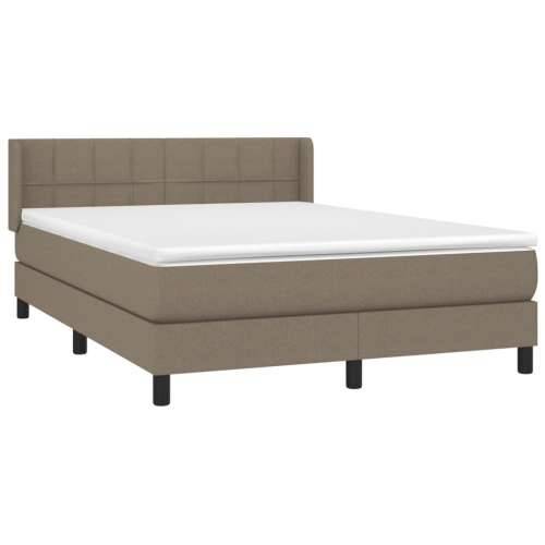 Krevet s oprugama i madracem smeđesivi 140 x 190 cm od tkanine - Sivo-smeđa 140 x 190 cm Blok s kvadratima Cijena