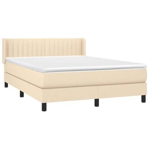 Krevet s oprugama i madracem krem 140 x 190 cm od tkanine - Krema 140 x 190 cm Okomite pruge Cijena