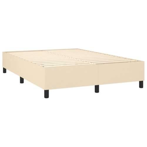 Krevet box spring s madracem LED krem 140x190 cm od tkanine Krema 140 x 190 cm Blok s kvadratima Cijena
