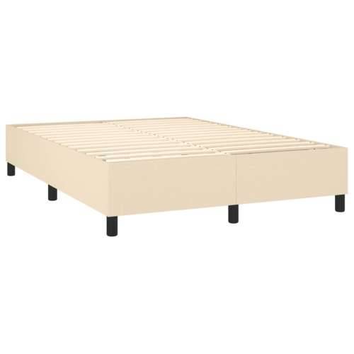 Krevet box spring s madracem LED krem 140x190 cm od tkanine Krema 140 x 190 cm gumbi Cijena