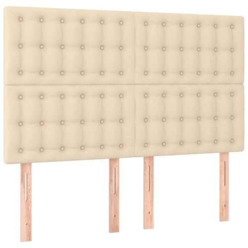 Krevet box spring s madracem LED krem 140x190 cm od tkanine Krema 140 x 190 cm gumbi Cijena
