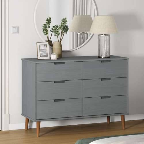 Ladičar MOLDE sivi 113x40x80 cm od masivne borovine - Siva 1 Cijena
