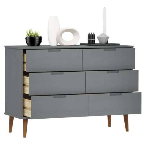 Ladičar MOLDE sivi 113x40x80 cm od masivne borovine - Siva 1 Cijena