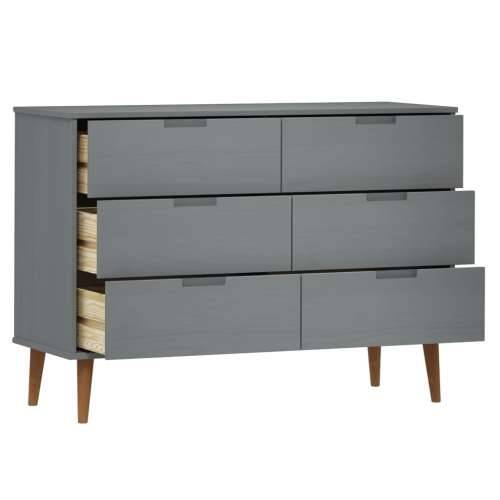 Ladičar MOLDE sivi 113x40x80 cm od masivne borovine - Siva 1 Cijena