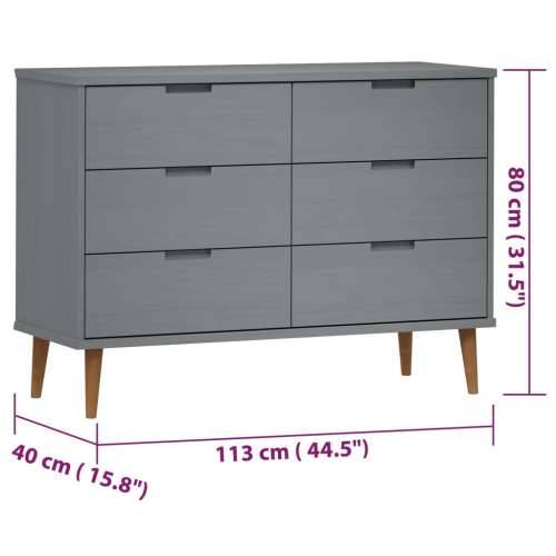 Ladičar MOLDE sivi 113x40x80 cm od masivne borovine - Siva 1 Cijena
