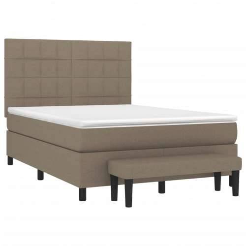 Krevet s oprugama i madracem smeđesivi 140 x 190 cm od tkanine - Sivo-smeđa 140 x 190 cm Blok s kvadratima Cijena