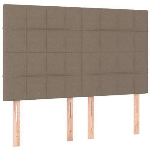 Krevet s oprugama i madracem smeđesivi 140 x 190 cm od tkanine - Sivo-smeđa 140 x 190 cm Blok s kvadratima Cijena