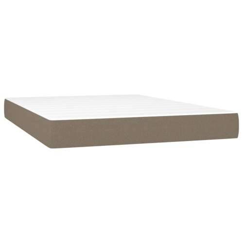 Krevet s oprugama i madracem smeđesivi 140 x 190 cm od tkanine - Sivo-smeđa 140 x 190 cm Blok s kvadratima Cijena