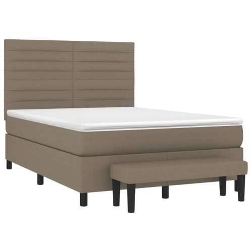 Krevet s oprugama i madracem smeđesivi 140 x 190 cm od tkanine - Sivo-smeđa 140 x 190 cm vodoravne pruge Cijena