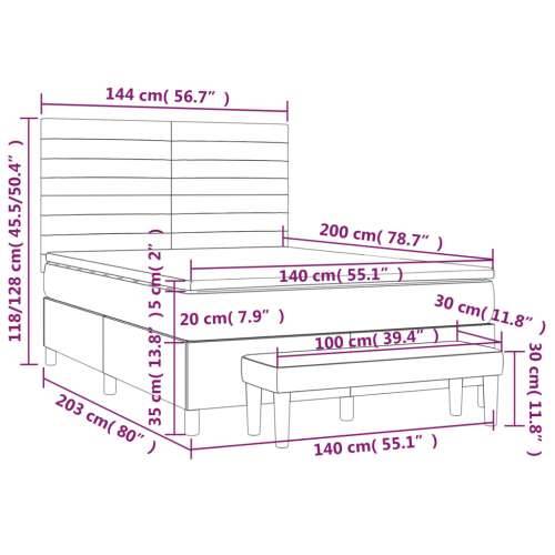 Krevet s oprugama i madracem tamnosmeđi 140x200 cm tkanina Cijena