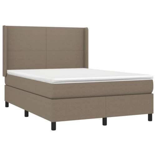 Krevet box spring s madracem LED smeđesivi 140x190 cm tkanina - Sivo-smeđa 140 x 190 cm Gladak dizajn Cijena