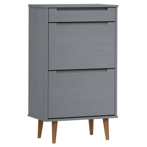 Ormarić za cipele MOLDE sivi 59,5x35x103 cm masivna borovina - Siva 1 Cijena