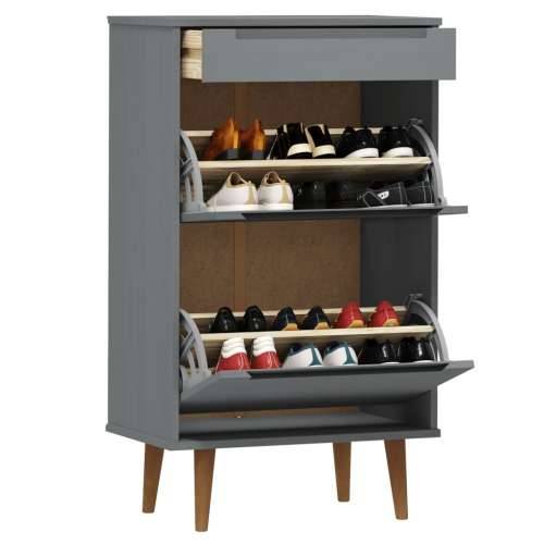 Ormarić za cipele MOLDE sivi 59,5x35x103 cm masivna borovina - Siva 1 Cijena