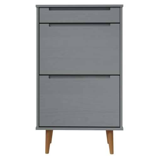 Ormarić za cipele MOLDE sivi 59,5x35x103 cm masivna borovina - Siva 1 Cijena