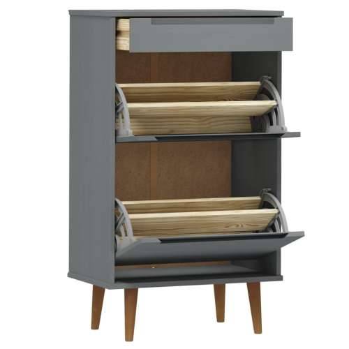 Ormarić za cipele MOLDE sivi 59,5x35x103 cm masivna borovina - Siva 1 Cijena