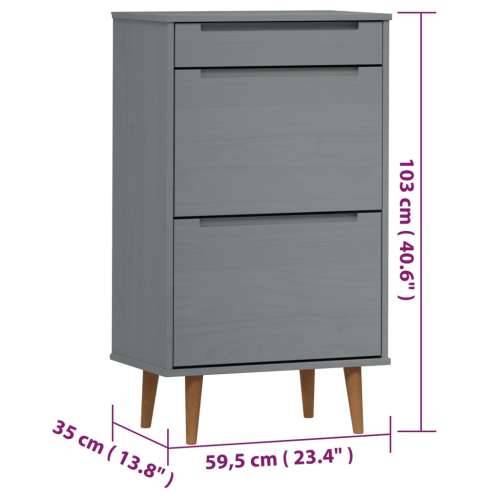 Ormarić za cipele MOLDE sivi 59,5x35x103 cm masivna borovina - Siva 1 Cijena