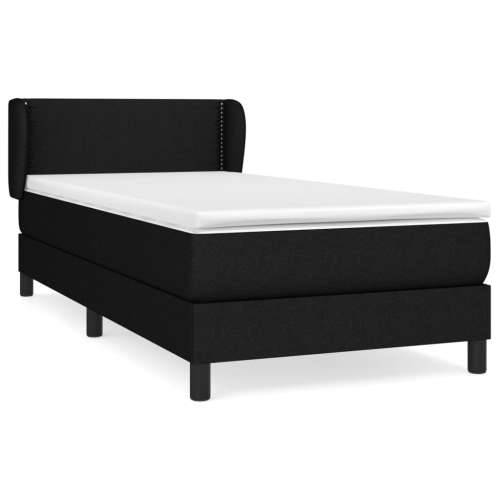 Krevet s oprugama i madracem crni 90x200 cm od tkanine - Crna 90 x 200 cm Obično s čavlima Cijena