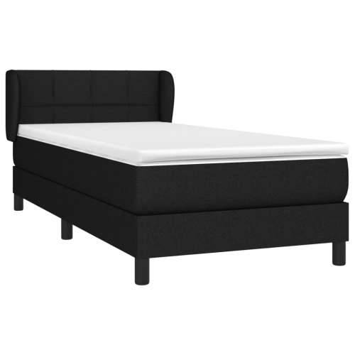 Krevet s oprugama i madracem crni 90x200 cm od tkanine - Crna 90 x 200 cm Blok s kvadratima Cijena