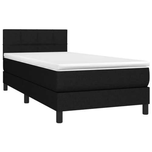 Krevet box spring s madracem LED crni 90x200 cm od tkanine - Crna 90 x 200 cm Blok s kvadratima Cijena