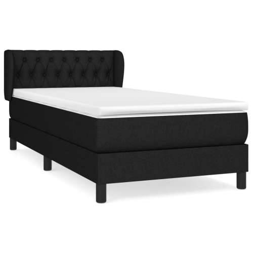 Krevet s oprugama i madracem crni 90x200 cm od tkanine - Crna 90 x 200 cm Dizajn s gumbima Cijena