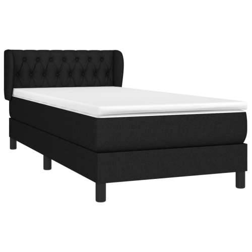 Krevet s oprugama i madracem crni 90x200 cm od tkanine - Crna 90 x 200 cm Dizajn s gumbima Cijena