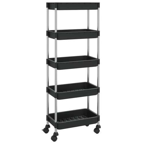 Kuhinjska kolica s 5 razine crna 42x29x128 cm željezo i ABS - Crna Cijena