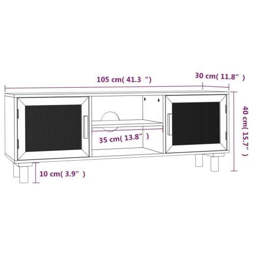 TV ormarić smeđi 105 x 30 x 40cm od borovine i prirodnog ratana - Smeđa 1 Cijena