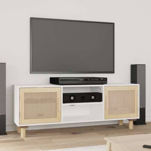 TV ormarić bijeli 105x30x40 cm od borovine i prirodnog ratana - Bijela 1 Cijena