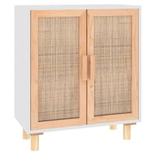 Komoda bijela 60 x 30 x 70 cm masivna borovina i prirodni ratan - Bijela 1 Cijena