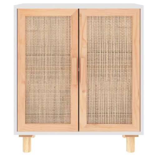 Komoda bijela 60 x 30 x 70 cm masivna borovina i prirodni ratan - Bijela 1 Cijena