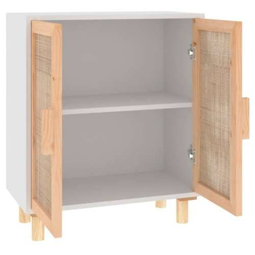 Komoda bijela 60 x 30 x 70 cm masivna borovina i prirodni ratan - Bijela 1 Cijena