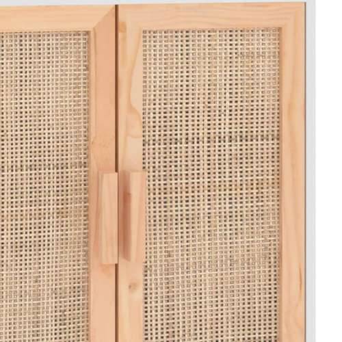 Komoda bijela 60 x 30 x 70 cm masivna borovina i prirodni ratan - Bijela 1 Cijena