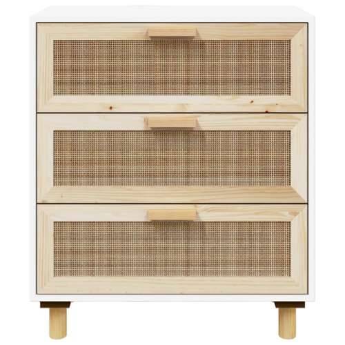 Komoda bijela 60 x 30 x 70 cm masivna borovina i prirodni ratan - Bijela 1 Cijena