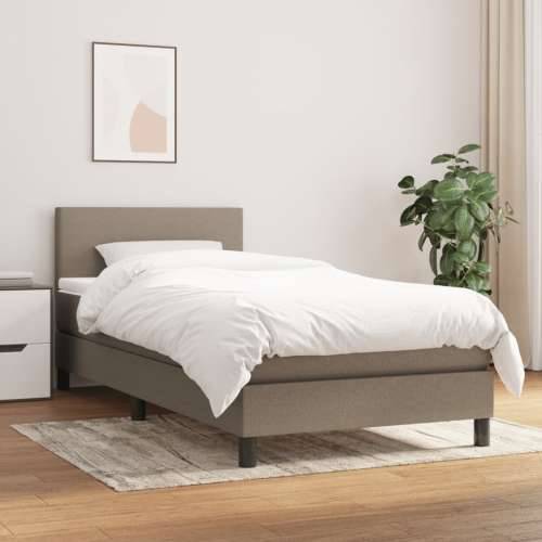 Krevet s oprugama i madracem smeđesivi 90x190 cm od tkanine