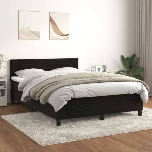 Krevet s oprugama i madracem crni 140x200 cm baršunasti