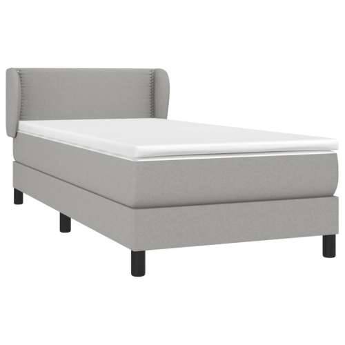 Box spring krevet s madracem svjetlosivi 90x190 cm od tkanine - Svjetlosiva 90 x 190 cm Obično s čavlima Cijena
