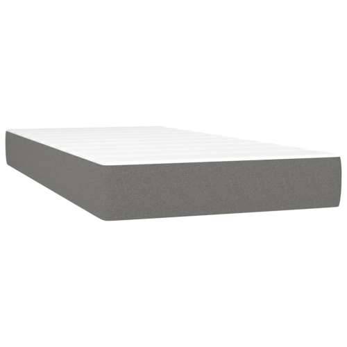 Krevet s oprugama i madracem tamnosivi 90 x 190 cm od tkanine - Tamno siva 90 x 190 cm Blok s kvadratima Cijena