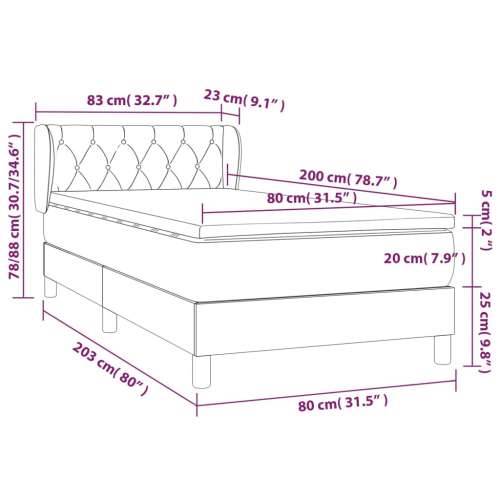 Krevet s oprugama i madracem tamnosmeđi 80x200 cm od tkanine - Tamno smeđa 80 x 200 cm Dizajn s gumbima Cijena