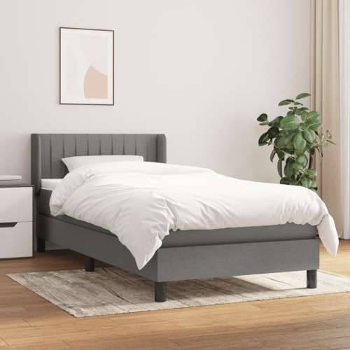 Krevet s oprugama i madracem tamnosivi 90 x 190 cm od tkanine - Tamno siva 90 x 190 cm Okomite pruge Cijena