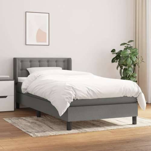 Krevet s oprugama i madracem tamnosivi 90 x 190 cm od tkanine - Tamno siva 90 x 190 cm gumbi Cijena