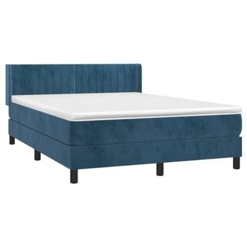 Krevet s oprugama i madracem tamnoplavi 140x190 cm baršunasti - Tamno plava 140 x 190 cm Okomite pruge Cijena
