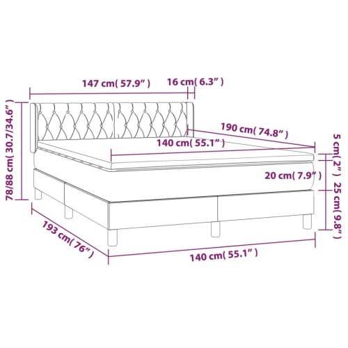 Krevet s oprugama i madracem tamnosivi 140x190 cm baršunasti - Tamno siva 140 x 190 cm Dizajn s gumbima Cijena