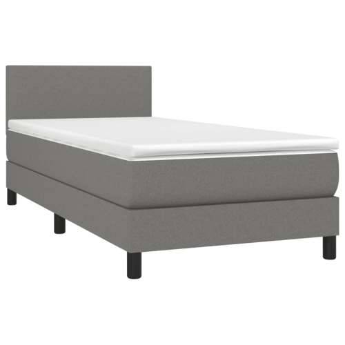 Krevet box spring s madracem LED tamnosivi 90x190 cm tkanina - Tamno siva 90 x 190 cm Gladak dizajn Cijena