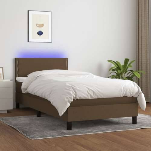 Krevet box spring s madracem LED tamnosmeđi 80 x 200 cm tkanina - Tamno smeđa 80 x 200 cm Obično s čavlima Cijena