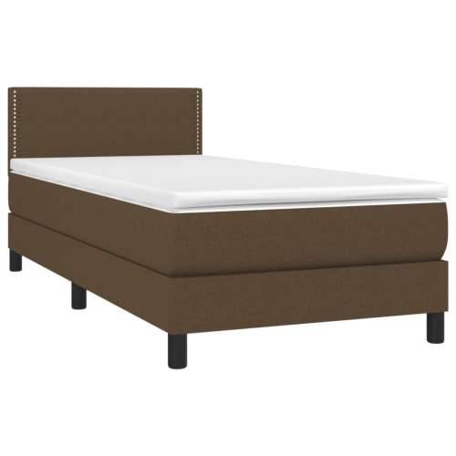 Krevet box spring s madracem LED tamnosmeđi 80 x 200 cm tkanina - Tamno smeđa 80 x 200 cm Obično s čavlima Cijena