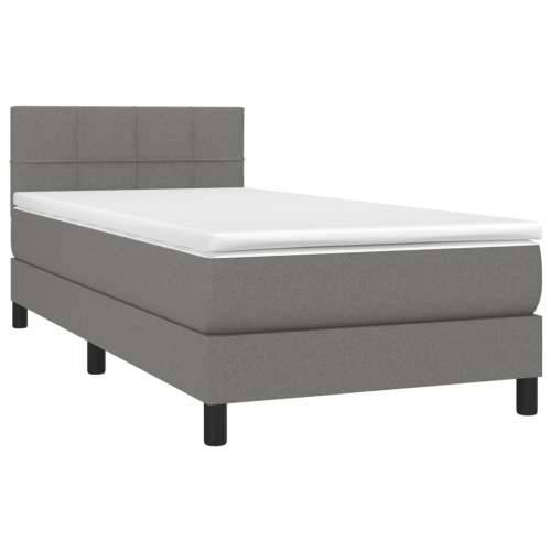Krevet box spring s madracem LED tamnosivi 90x190 cm tkanina - Tamno siva 90 x 190 cm Blok s kvadratima Cijena