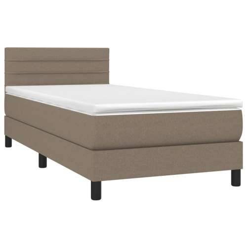 Krevet box spring s madracem LED smeđesivi 90x190 cm tkanina - Sivo-smeđa 90 x 190 cm vodoravne pruge Cijena