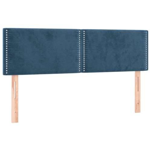 Krevet box spring s madracem LED tamnoplavi 140x190 cm baršun - Tamno plava 140 x 190 cm Obično s čavlima Cijena