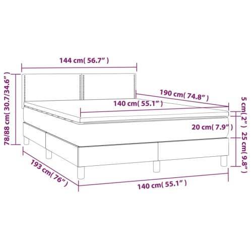 Krevet box spring s madracem LED tamnoplavi 140x190 cm baršun - Tamno plava 140 x 190 cm Obično s čavlima Cijena